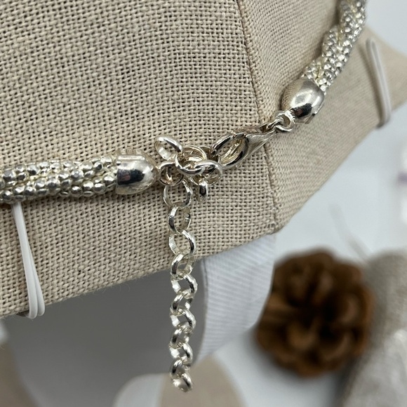 Vintage Milor Italy Sterling Silver 925 Necklace w/ Gemstones Adjustable 16-18" - Picture 6 of 12